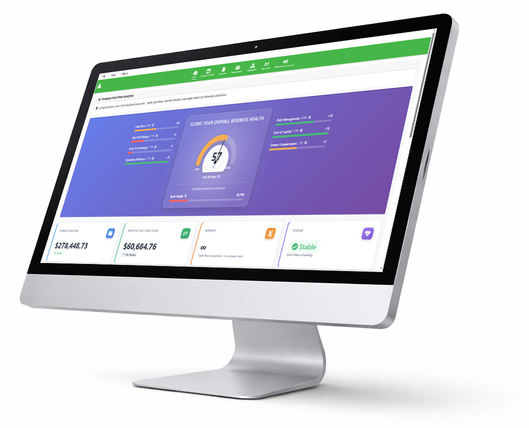 Score dashboard on desktop monitor